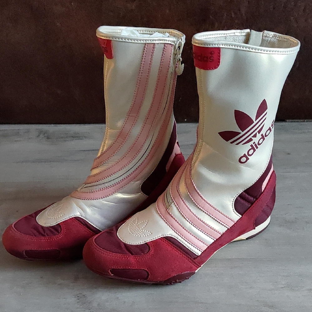 Adidas pink and White Athletic Shoes with Retro Design